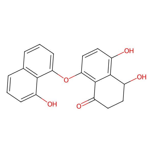 2D Structure of (4S)-4,5-dihydroxy-8-(8-hydroxynaphthalen-1-yl)oxy-3,4-dihydro-2H-naphthalen-1-one