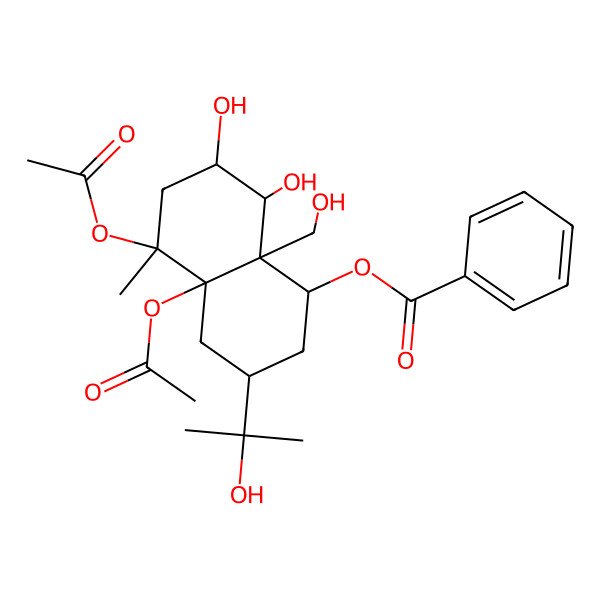2D Structure of 4alpha,5alpha-diacetoxy-9alpha-benzoyloxy-7betaH-eudesman-1beta,2beta,11, 14-tetraol