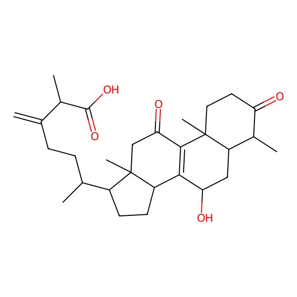 2D Structure of (4alpha,5alpha,7beta,25S)-7-Hydroxy-4-methyl-3,11-dioxoergosta-8,24(28)-dien-26-oic acid