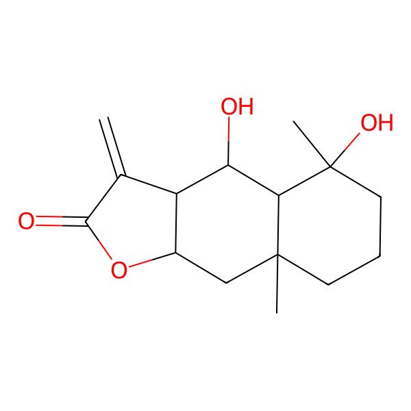 2D Structure of 4,5-Dihydroxy-5,8a-dimethyl-3-methylidene-3a,4,4a,6,7,8,9,9a-octahydrobenzo[f][1]benzofuran-2-one