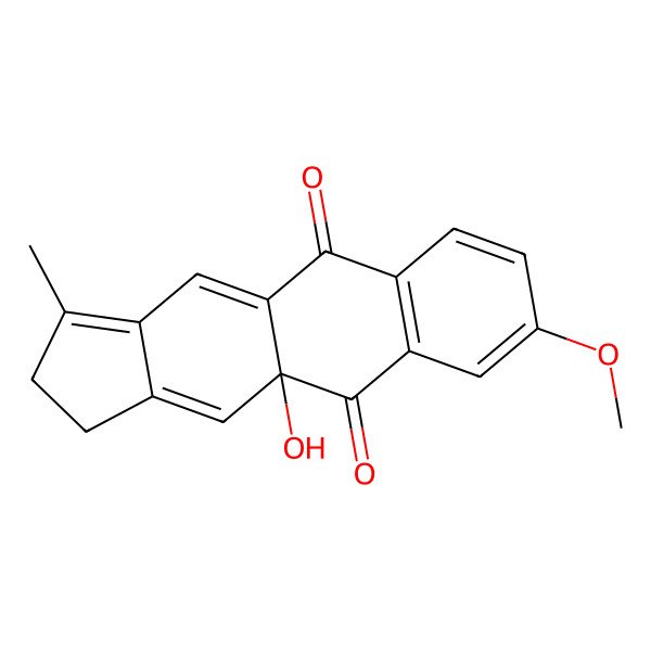 2D Structure of (4aR)-4a-hydroxy-7-methoxy-1-methyl-2,3-dihydrocyclopenta[b]anthracene-5,10-dione