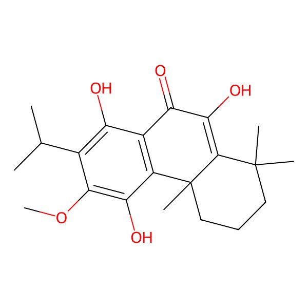 2D Structure of (4aR)-5,8,10-trihydroxy-6-methoxy-1,1,4a-trimethyl-7-propan-2-yl-3,4-dihydro-2H-phenanthren-9-one 2D Structure of (4aR)-5,8,10-trihydroxy-6-methoxy-1,1,4a-trimethyl-7-propan-2-yl-3,4-dihydro-2H-phenanthren-9-one
