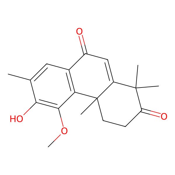 2D Structure of (4aR)-6-hydroxy-5-methoxy-1,1,4a,7-tetramethyl-3,4-dihydrophenanthrene-2,9-dione