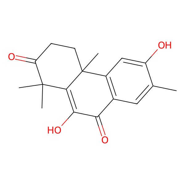 2D Structure of (4aR)-6,10-dihydroxy-1,1,4a,7-tetramethyl-3,4-dihydrophenanthrene-2,9-dione