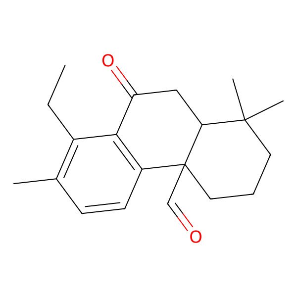 2D Structure of (4aR,10aS)-8-ethyl-1,1,7-trimethyl-9-oxo-3,4,10,10a-tetrahydro-2H-phenanthrene-4a-carbaldehyde 2D Structure of (4aR,10aS)-8-ethyl-1,1,7-trimethyl-9-oxo-3,4,10,10a-tetrahydro-2H-phenanthrene-4a-carbaldehyde
