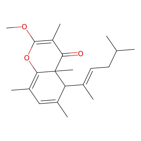 2D Structure of (4aR,5R)-2-methoxy-3,4a,6,8-tetramethyl-5-[(Z)-5-methylhex-2-en-2-yl]-5H-chromen-4-one