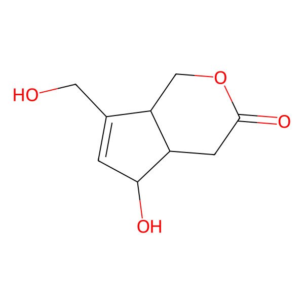 2D Structure of (4aR,5S,7aS)-5-hydroxy-7-(hydroxymethyl)-4,4a,5,7a-tetrahydro-1H-cyclopenta[c]pyran-3-one