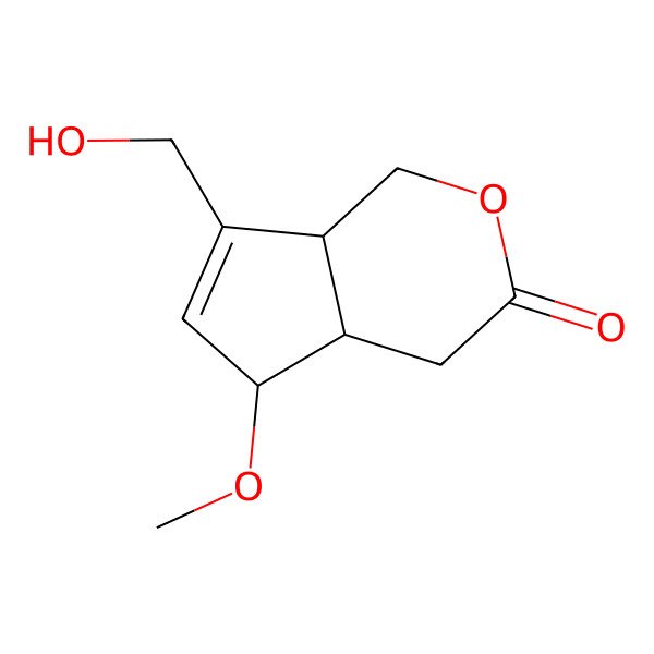 2D Structure of (4aR,5S,7aS)-7-(hydroxymethyl)-5-methoxy-4,4a,5,7a-tetrahydro-1H-cyclopenta[c]pyran-3-one