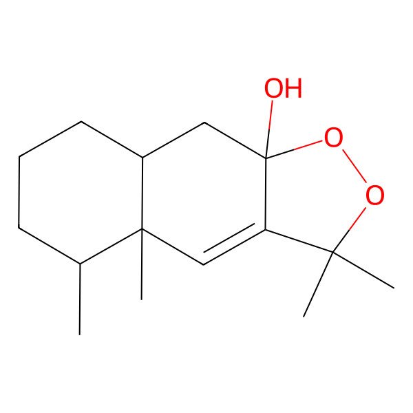 2D Structure of (4aR,5S,8aR,9aS)-3,3,4a,5-tetramethyl-5,6,7,8,8a,9-hexahydrobenzo[f][1,2]benzodioxol-9a-ol