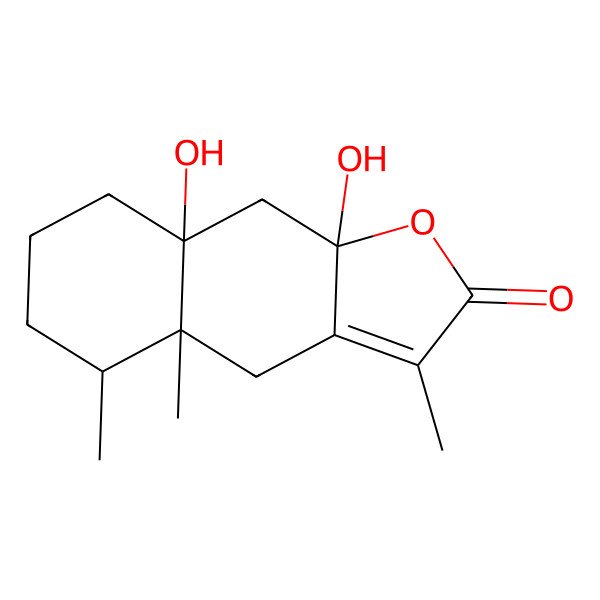 2D Structure of (4aR,5S,8aS,9aS)-8a,9a-dihydroxy-3,4a,5-trimethyl-4,5,6,7,8,9-hexahydrobenzo[f][1]benzofuran-2-one