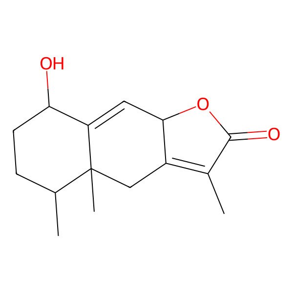 2D Structure of (4aR,5S,8R,9aR)-8-hydroxy-3,4a,5-trimethyl-4,5,6,7,8,9a-hexahydrobenzo[f][1]benzofuran-2-one