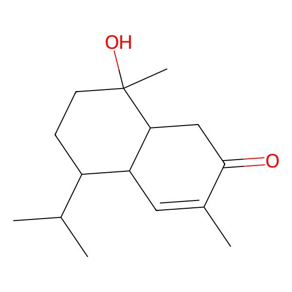 2D Structure of (4aR,5S,8S,8aR)-8-hydroxy-3,8-dimethyl-5-propan-2-yl-1,4a,5,6,7,8a-hexahydronaphthalen-2-one
