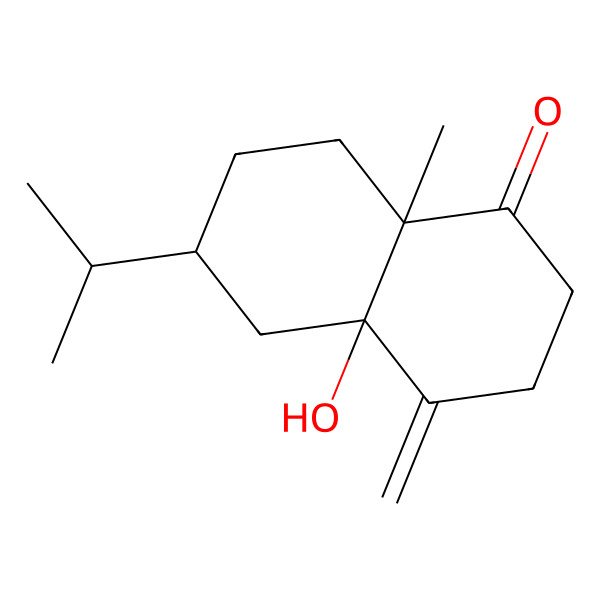 2D Structure of (4aR,6R,8aR)-4a-hydroxy-8a-methyl-4-methylidene-6-propan-2-yl-2,3,5,6,7,8-hexahydronaphthalen-1-one 2D Structure of (4aR,6R,8aR)-4a-hydroxy-8a-methyl-4-methylidene-6-propan-2-yl-2,3,5,6,7,8-hexahydronaphthalen-1-one