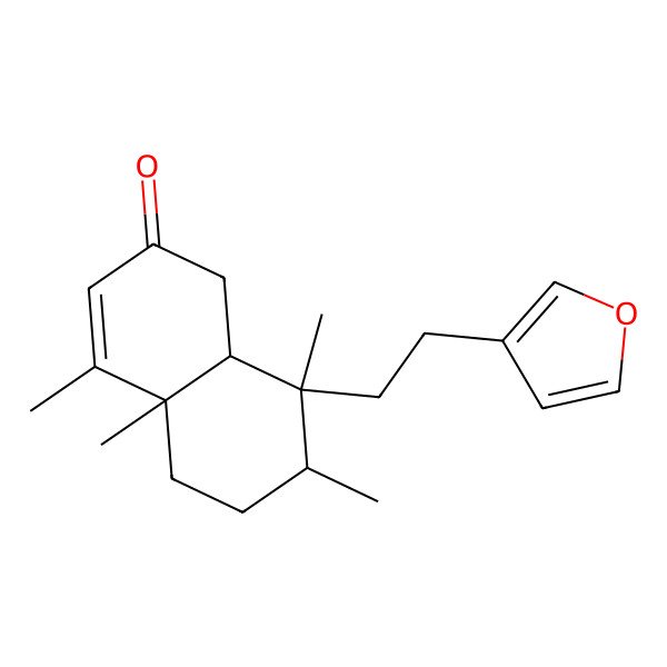 2D Structure of (4aR,7R,8R,8aS)-8-[2-(furan-3-yl)ethyl]-4,4a,7,8-tetramethyl-5,6,7,8a-tetrahydro-1H-naphthalen-2-one