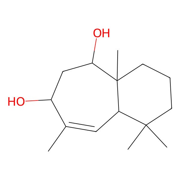 2D Structure of (4aR,7R,9R,9aR)-4,4,6,9a-tetramethyl-2,3,4a,7,8,9-hexahydro-1H-benzo[7]annulene-7,9-diol