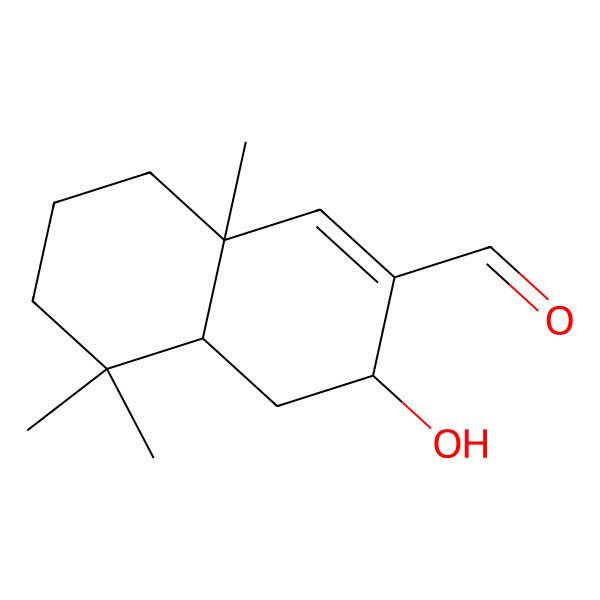 2D Structure of (4aR,8aR)-3-hydroxy-5,5,8a-trimethyl-3,4,4a,6,7,8-hexahydronaphthalene-2-carbaldehyde 2D Structure of (4aR,8aR)-3-hydroxy-5,5,8a-trimethyl-3,4,4a,6,7,8-hexahydronaphthalene-2-carbaldehyde