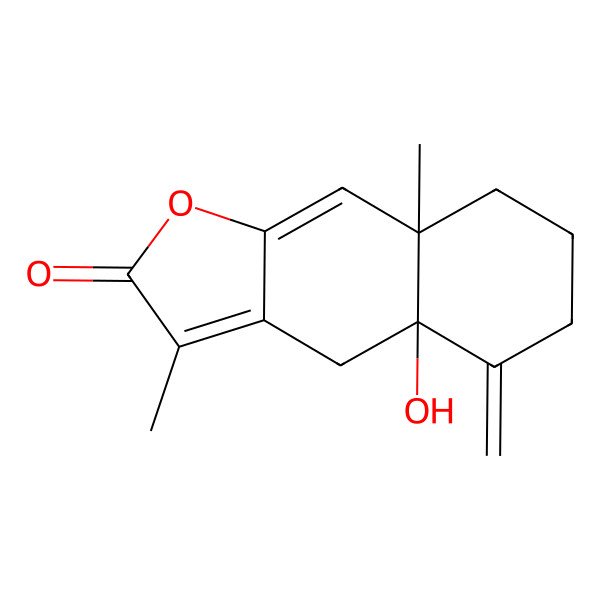2D Structure of (4aR,8aR)-4a-hydroxy-3,8a-dimethyl-5-methylidene-4,6,7,8-tetrahydrobenzo[f][1]benzofuran-2-one