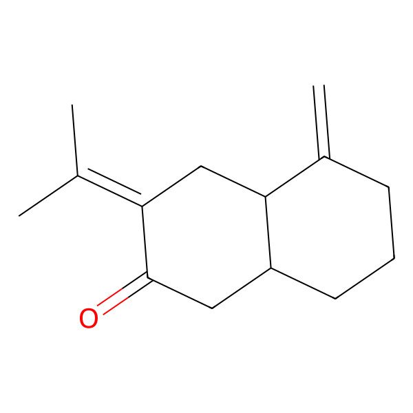 2D Structure of (4aR,8aR)-5-methylidene-3-propan-2-ylidene-4,4a,6,7,8,8a-hexahydro-1H-naphthalen-2-one