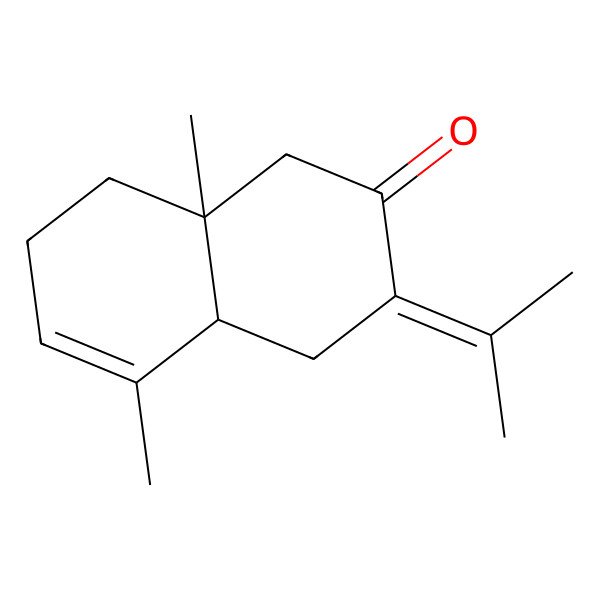 2D Structure of (4aR,8aR)-5,8a-dimethyl-3-propan-2-ylidene-4,4a,7,8-tetrahydro-1H-naphthalen-2-one 2D Structure of (4aR,8aR)-5,8a-dimethyl-3-propan-2-ylidene-4,4a,7,8-tetrahydro-1H-naphthalen-2-one