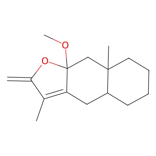 2D Structure of (4aR,8aR,9aS)-9a-methoxy-3,8a-dimethyl-2-methylidene-4a,5,6,7,8,9-hexahydro-4H-benzo[f][1]benzofuran