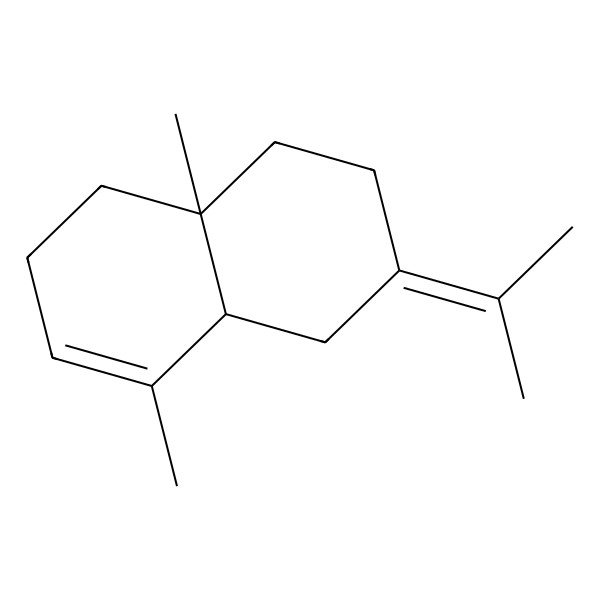 2D Structure of (4aR,8aS)-5,8a-dimethyl-3-propan-2-ylidene-1,2,4,4a,7,8-hexahydronaphthalene 2D Structure of (4aR,8aS)-5,8a-dimethyl-3-propan-2-ylidene-1,2,4,4a,7,8-hexahydronaphthalene