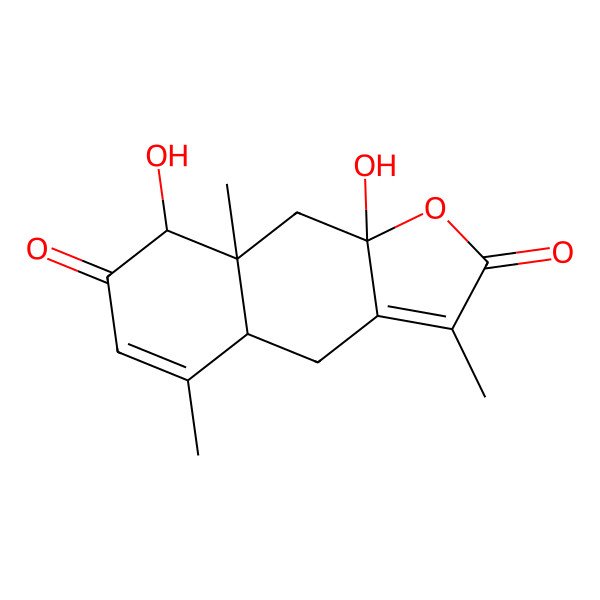 2D Structure of (4aR,8R,8aS,9aR)-8,9a-dihydroxy-3,5,8a-trimethyl-4,4a,8,9-tetrahydrobenzo[f][1]benzofuran-2,7-dione