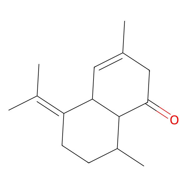 2D Structure of (4aR,8S,8aR)-3,8-dimethyl-5-propan-2-ylidene-2,4a,6,7,8,8a-hexahydronaphthalen-1-one 2D Structure of (4aR,8S,8aR)-3,8-dimethyl-5-propan-2-ylidene-2,4a,6,7,8,8a-hexahydronaphthalen-1-one