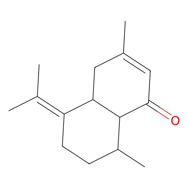 2D Structure of (4aR,8S,8aR)-3,8-dimethyl-5-propan-2-ylidene-4,4a,6,7,8,8a-hexahydronaphthalen-1-one