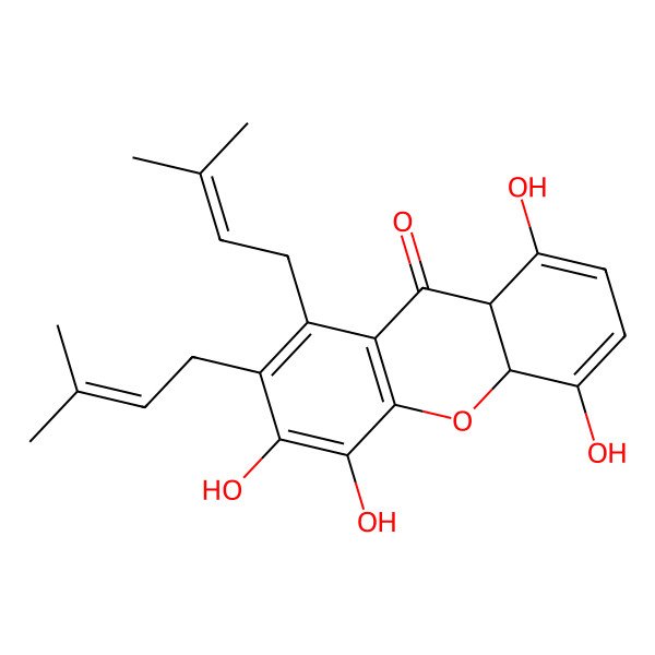 2D Structure of (4aR,9aS)-1,4,5,6-tetrahydroxy-7,8-bis(3-methylbut-2-enyl)-4a,9a-dihydroxanthen-9-one