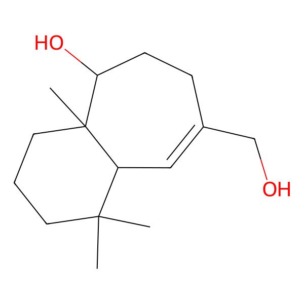 2D Structure of (4aR,9R,9aR)-6-(hydroxymethyl)-4,4,9a-trimethyl-2,3,4a,7,8,9-hexahydro-1H-benzo[7]annulen-9-ol