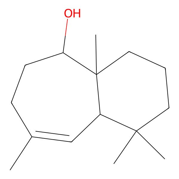 2D Structure of (4aR,9R,9aS)-4,4,6,9a-tetramethyl-2,3,4a,7,8,9-hexahydro-1H-benzo[7]annulen-9-ol