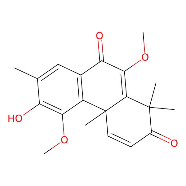 2D Structure of (4aS)-6-hydroxy-5,10-dimethoxy-1,1,4a,7-tetramethylphenanthrene-2,9-dione