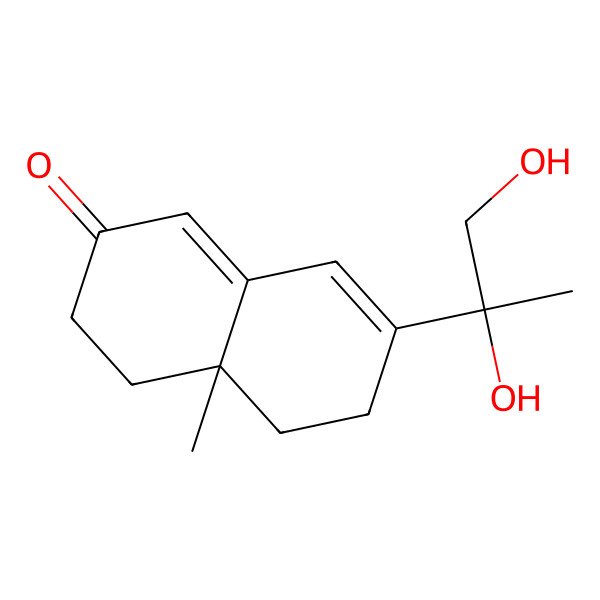 2D Structure of (4aS)-7-[(2S)-1,2-dihydroxypropan-2-yl]-4a-methyl-3,4,5,6-tetrahydronaphthalen-2-one