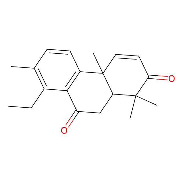 2D Structure of (4aS,10aR)-8-ethyl-1,1,4a,7-tetramethyl-10,10a-dihydrophenanthrene-2,9-dione