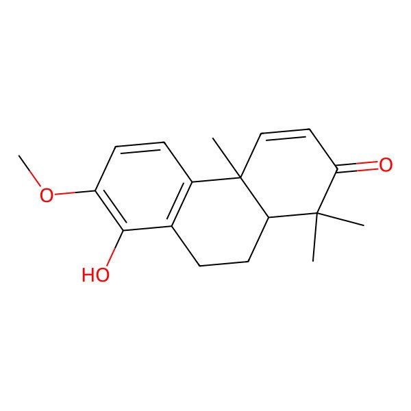 2D Structure of (4aS,10aR)-8-hydroxy-7-methoxy-1,1,4a-trimethyl-10,10a-dihydro-9H-phenanthren-2-one 2D Structure of (4aS,10aR)-8-hydroxy-7-methoxy-1,1,4a-trimethyl-10,10a-dihydro-9H-phenanthren-2-one