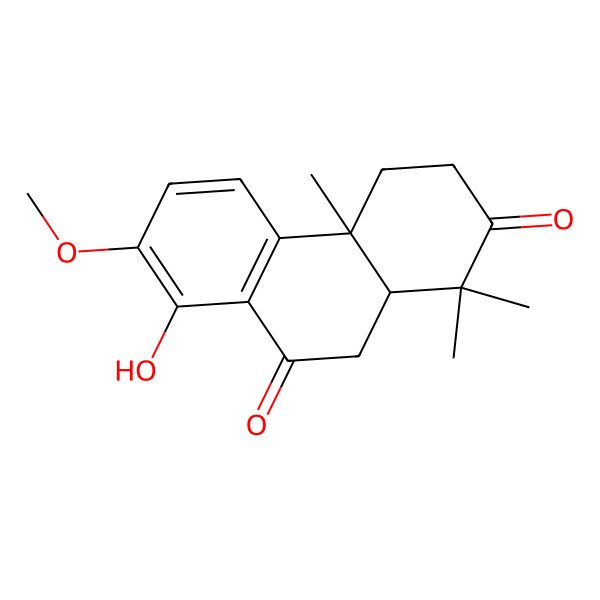 2D Structure of (4aS,10aR)-8-hydroxy-7-methoxy-1,1,4a-trimethyl-3,4,10,10a-tetrahydrophenanthrene-2,9-dione 2D Structure of (4aS,10aR)-8-hydroxy-7-methoxy-1,1,4a-trimethyl-3,4,10,10a-tetrahydrophenanthrene-2,9-dione