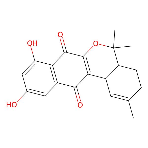 2D Structure of (4aS,12bS)-8,10-dihydroxy-2,5,5-trimethyl-3,4,4a,12b-tetrahydronaphtho[2,3-c]isochromene-7,12-dione