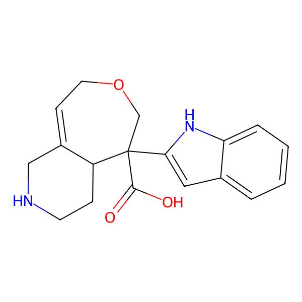 2D Structure of (4aS,5S)-5-(1H-indol-2-yl)-2,3,4,4a,6,8-hexahydro-1H-oxepino[4,5-c]pyridine-5-carboxylic acid