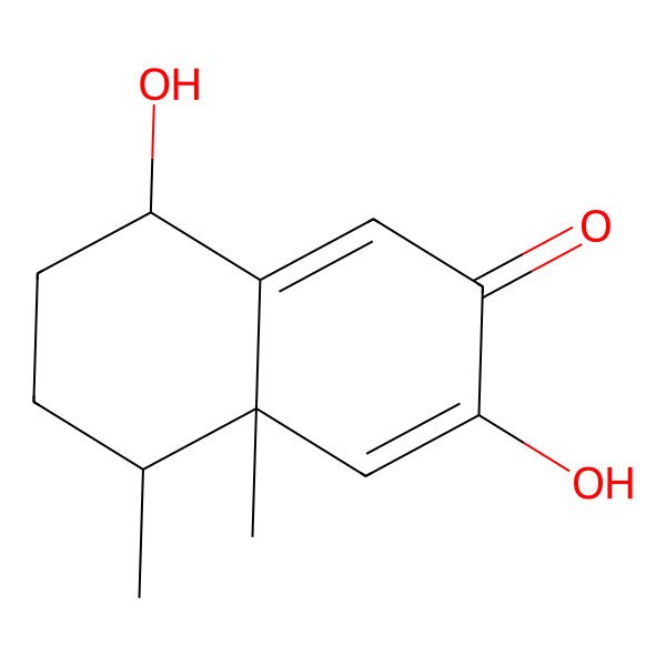2D Structure of (4As,5s,8r)-5,6,7,8-tetrahydro-3,8-dihydroxy-4a,5-dimethylnaphthalen-2(4ah)-one