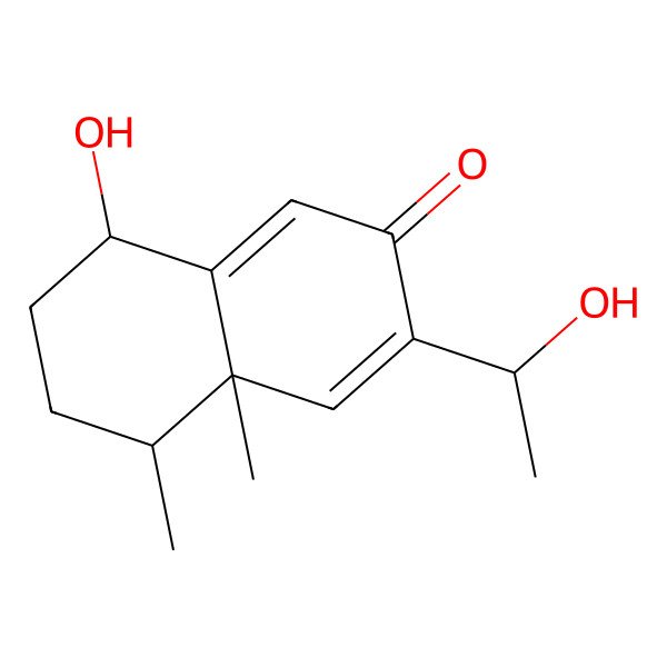 2D Structure of (4aS,5S,8R)-8-hydroxy-3-[(1R)-1-hydroxyethyl]-4a,5-dimethyl-5,6,7,8-tetrahydronaphthalen-2-one