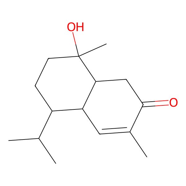 2D Structure of (4aS,5S,8R,8aR)-8-hydroxy-3,8-dimethyl-5-propan-2-yl-1,4a,5,6,7,8a-hexahydronaphthalen-2-one 2D Structure of (4aS,5S,8R,8aR)-8-hydroxy-3,8-dimethyl-5-propan-2-yl-1,4a,5,6,7,8a-hexahydronaphthalen-2-one