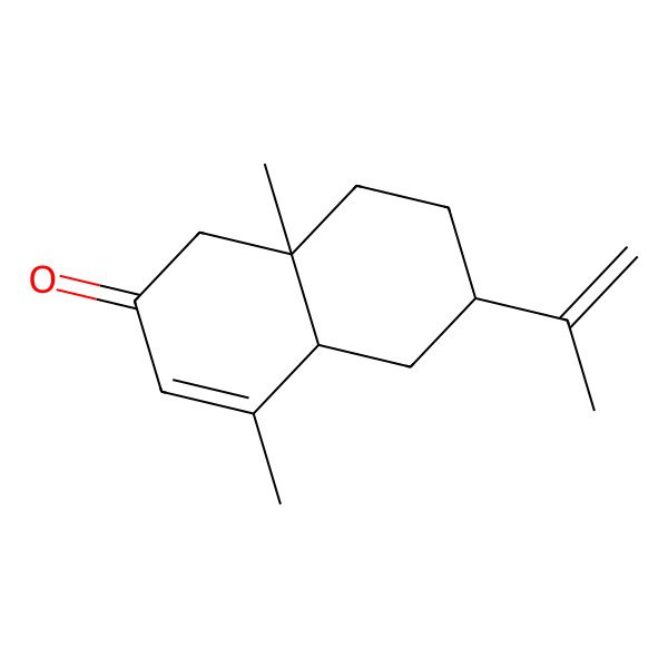 2D Structure of (4aS,6R,8aR)-4,8a-dimethyl-6-prop-1-en-2-yl-1,4a,5,6,7,8-hexahydronaphthalen-2-one 2D Structure of (4aS,6R,8aR)-4,8a-dimethyl-6-prop-1-en-2-yl-1,4a,5,6,7,8-hexahydronaphthalen-2-one