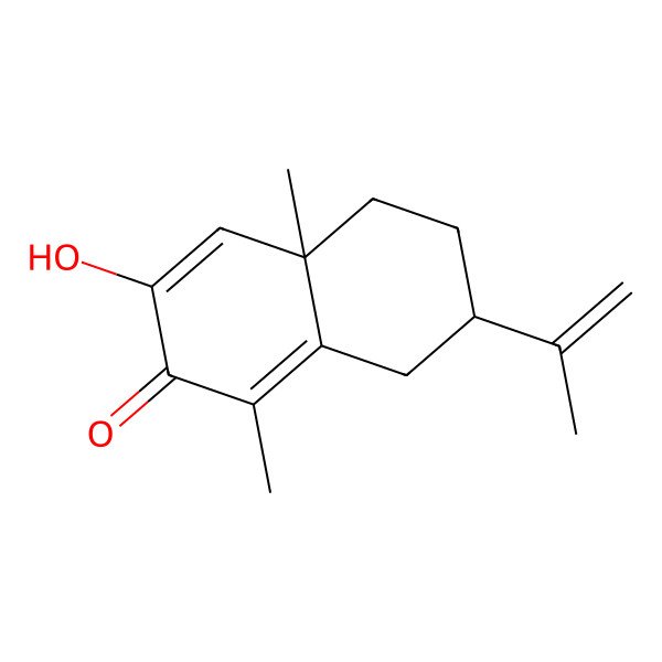 2D Structure of (4aS,7R)-3-hydroxy-1,4a-dimethyl-7-prop-1-en-2-yl-5,6,7,8-tetrahydronaphthalen-2-one
