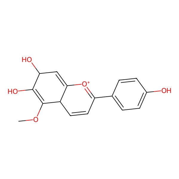 2D Structure of (4aS,7S)-2-(4-hydroxyphenyl)-5-methoxy-4a,7-dihydrochromen-1-ium-6,7-diol 2D Structure of (4aS,7S)-2-(4-hydroxyphenyl)-5-methoxy-4a,7-dihydrochromen-1-ium-6,7-diol