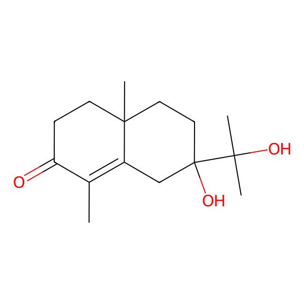 2D Structure of (4aS,7S)-7-hydroxy-7-(2-hydroxypropan-2-yl)-1,4a-dimethyl-4,5,6,8-tetrahydro-3H-naphthalen-2-one 2D Structure of (4aS,7S)-7-hydroxy-7-(2-hydroxypropan-2-yl)-1,4a-dimethyl-4,5,6,8-tetrahydro-3H-naphthalen-2-one