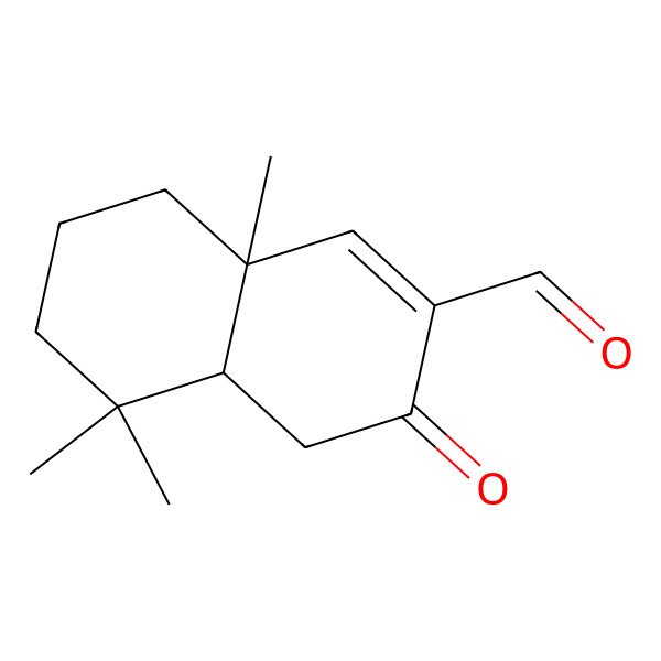 2D Structure of (4aS,8aR)-5,5,8a-trimethyl-3-oxo-4a,6,7,8-tetrahydro-4H-naphthalene-2-carbaldehyde 2D Structure of (4aS,8aR)-5,5,8a-trimethyl-3-oxo-4a,6,7,8-tetrahydro-4H-naphthalene-2-carbaldehyde