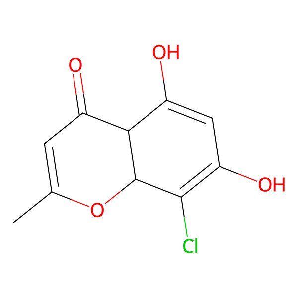 2D Structure of (4aS,8aR)-8-chloro-5,7-dihydroxy-2-methyl-4a,8a-dihydrochromen-4-one
