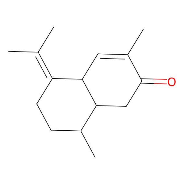 2D Structure of (4aS,8S,8aR)-3,8-dimethyl-5-propan-2-ylidene-1,4a,6,7,8,8a-hexahydronaphthalen-2-one 2D Structure of (4aS,8S,8aR)-3,8-dimethyl-5-propan-2-ylidene-1,4a,6,7,8,8a-hexahydronaphthalen-2-one