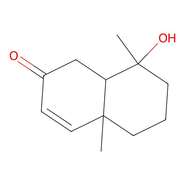 2D Structure of (4aS,8S,8aR)-8-hydroxy-4a,8-dimethyl-5,6,7,8a-tetrahydro-1H-naphthalen-2-one