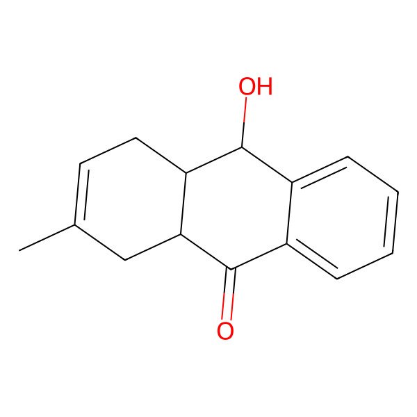 2D Structure of (4aS,9aR,10S)-10-hydroxy-2-methyl-4,4a,9a,10-tetrahydro-1H-anthracen-9-one